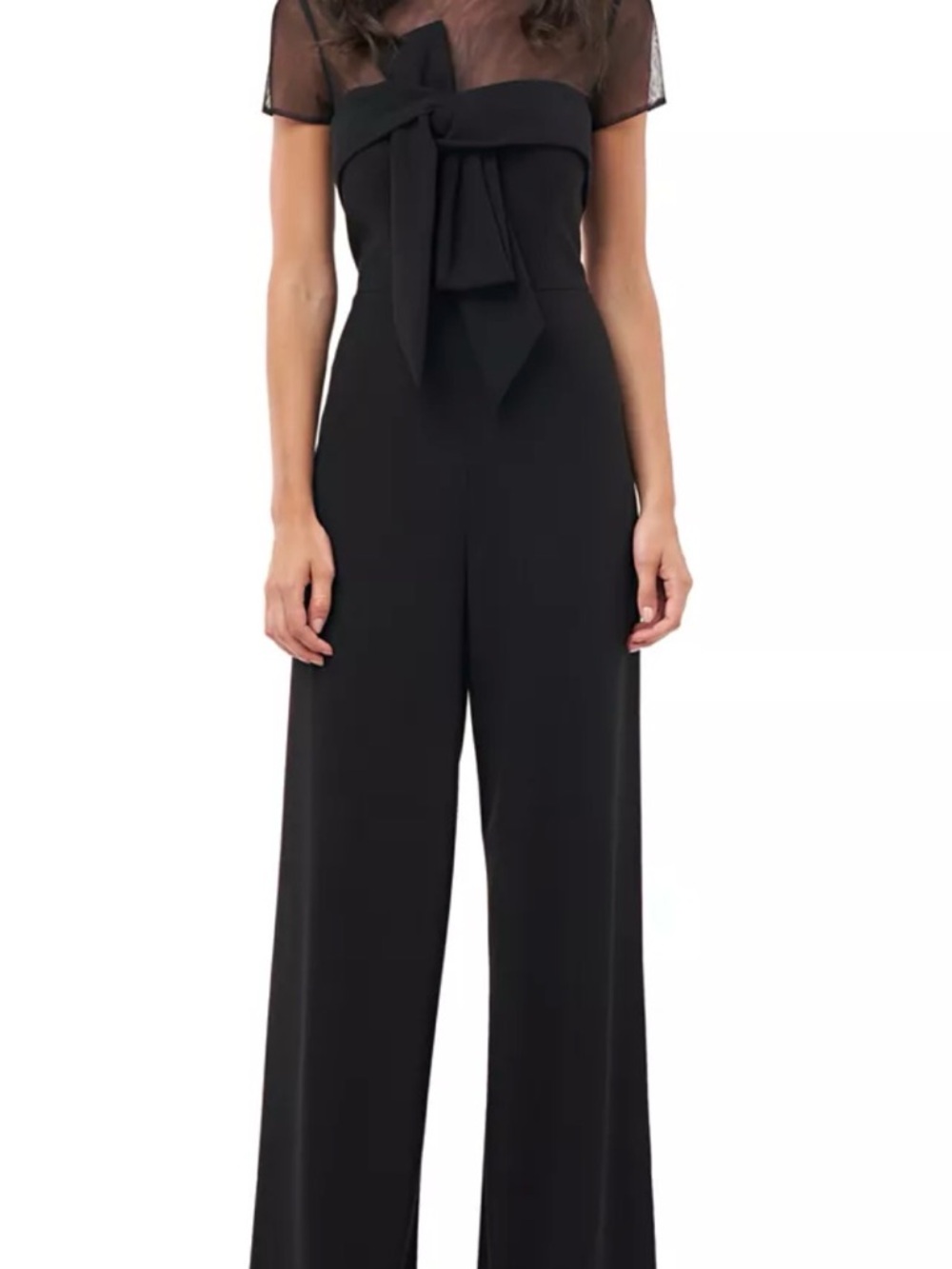 JS Collections Black Strapless Wide-Leg Jumpsuit with Bow Detail